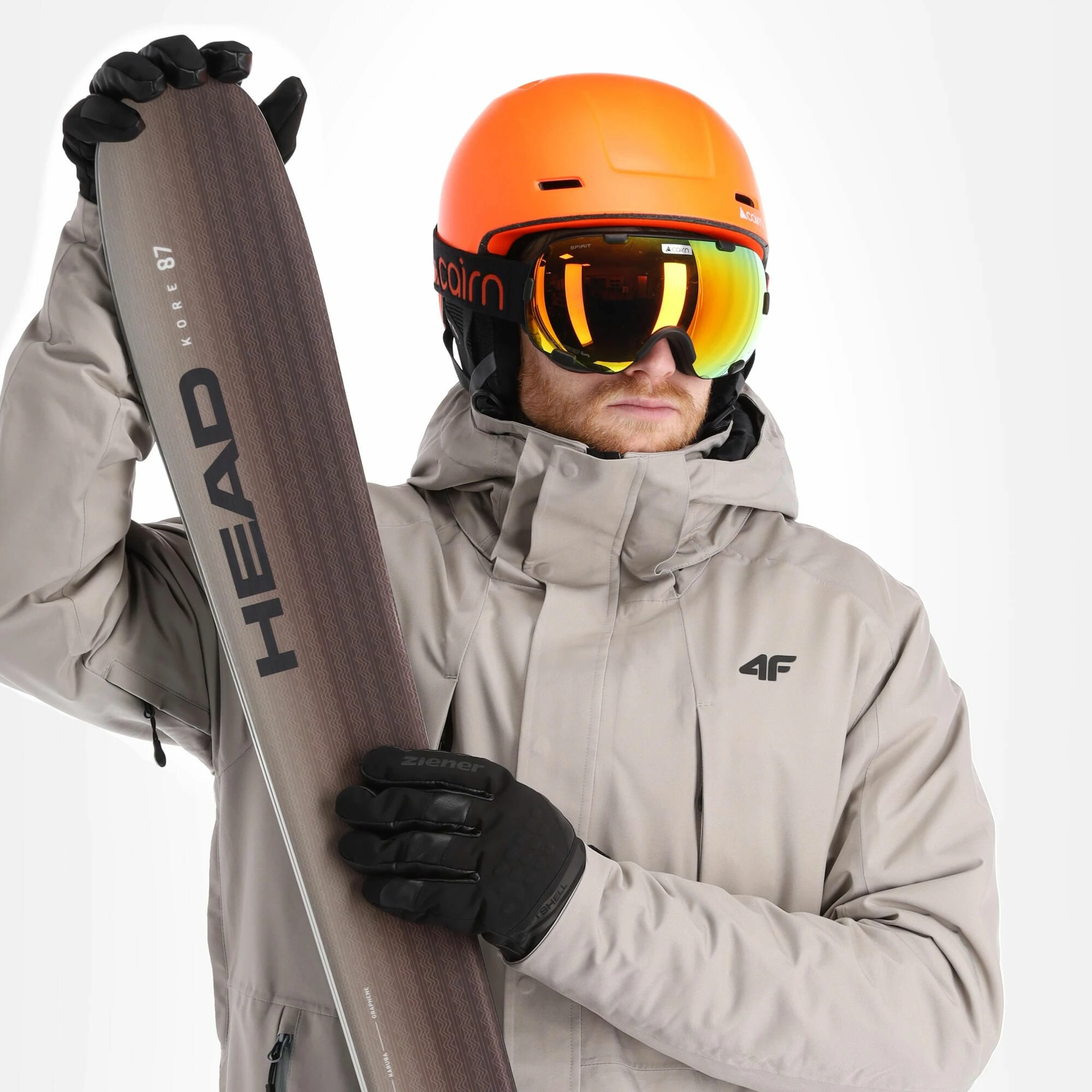 4F, Kumn004 Ski-jas Heren Warm Light Grijs 6 4F, Kumn004 Ski-jas Heren Warm Light Grijs - Afbeelding 4