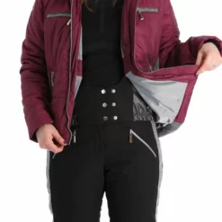 Almgwand, Stongerhohe Ski-jas Dames Aubergine Grijs, Paars -XUEFENG EXTREME OUTFIT almgwand stongerhohe aa jas gevoerd dames aubergine grijs paars 22almgw117v2 BI 09