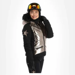 High Society, Harper Ski-jas Dames Caramel Bruin, Zwart -XUEFENG EXTREME OUTFIT high society ski jacket aa jas gevoerd dames caramel bruin zwart 22highs101v2 BI 04
