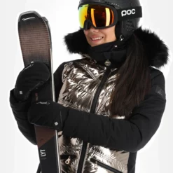 High Society, Harper Ski-jas Dames Caramel Bruin, Zwart -XUEFENG EXTREME OUTFIT high society ski jacket aa jas gevoerd dames caramel bruin zwart 22highs101v2 BI 05