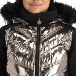 High Society, Harper Ski-jas Dames Caramel Bruin, Zwart -XUEFENG EXTREME OUTFIT high society ski jacket aa jas gevoerd dames caramel bruin zwart 22highs101v2 BI 07