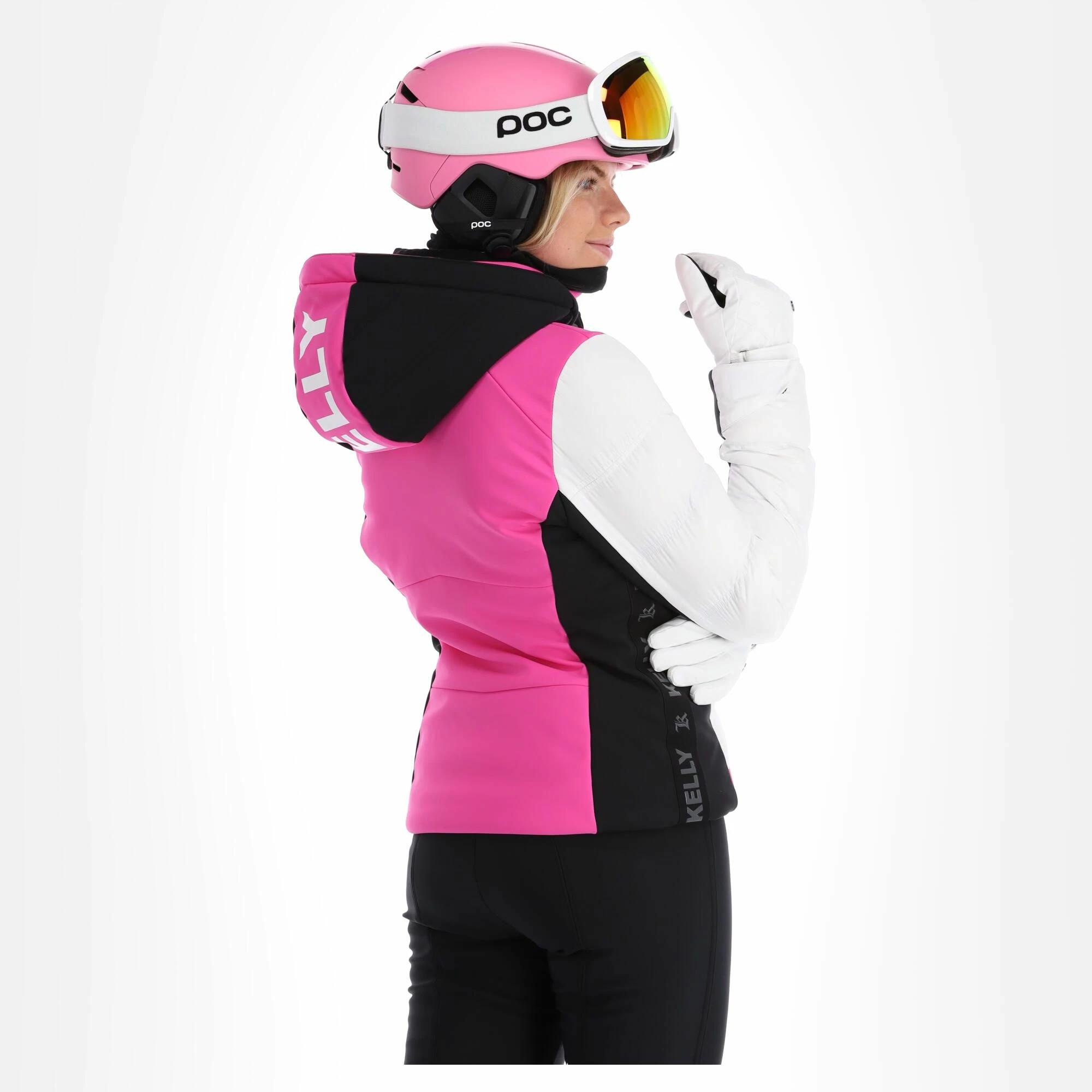 Kelly, Down Jacket Ski-jas Dames Roze, Wit 4 Kelly, Down Jacket Ski-jas Dames Roze, Wit - Afbeelding 2