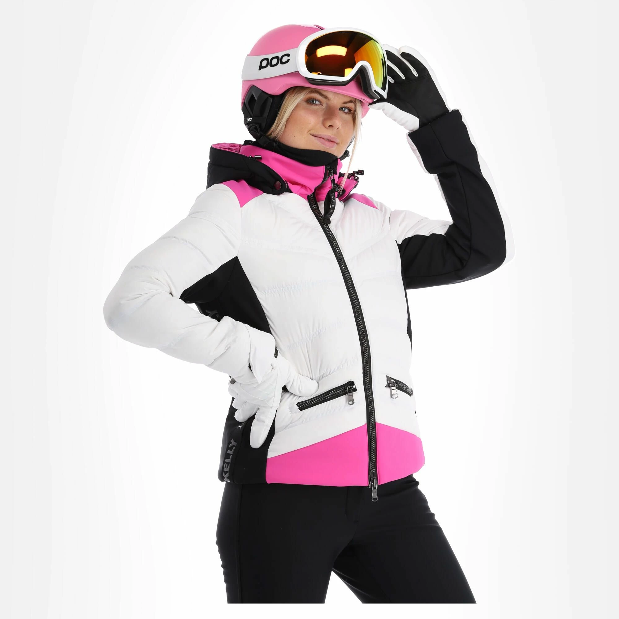 Kelly, Down Jacket Ski-jas Dames Roze, Wit 5 Kelly, Down Jacket Ski-jas Dames Roze, Wit - Afbeelding 3