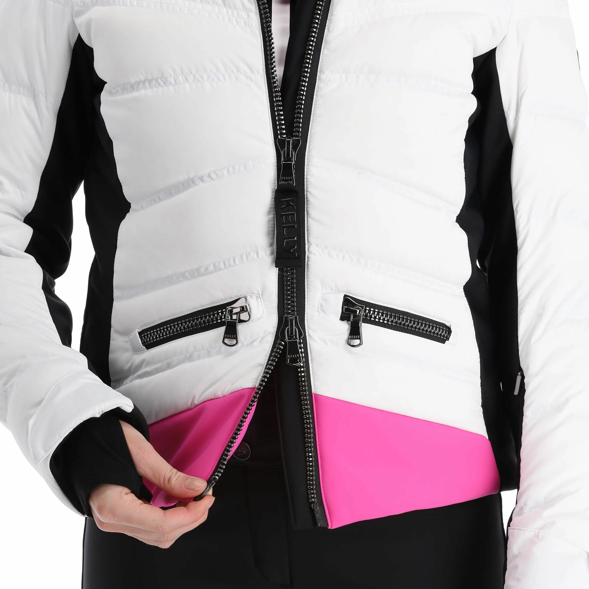 Kelly, Down Jacket Ski-jas Dames Roze, Wit 11 Kelly, Down Jacket Ski-jas Dames Roze, Wit - Afbeelding 9