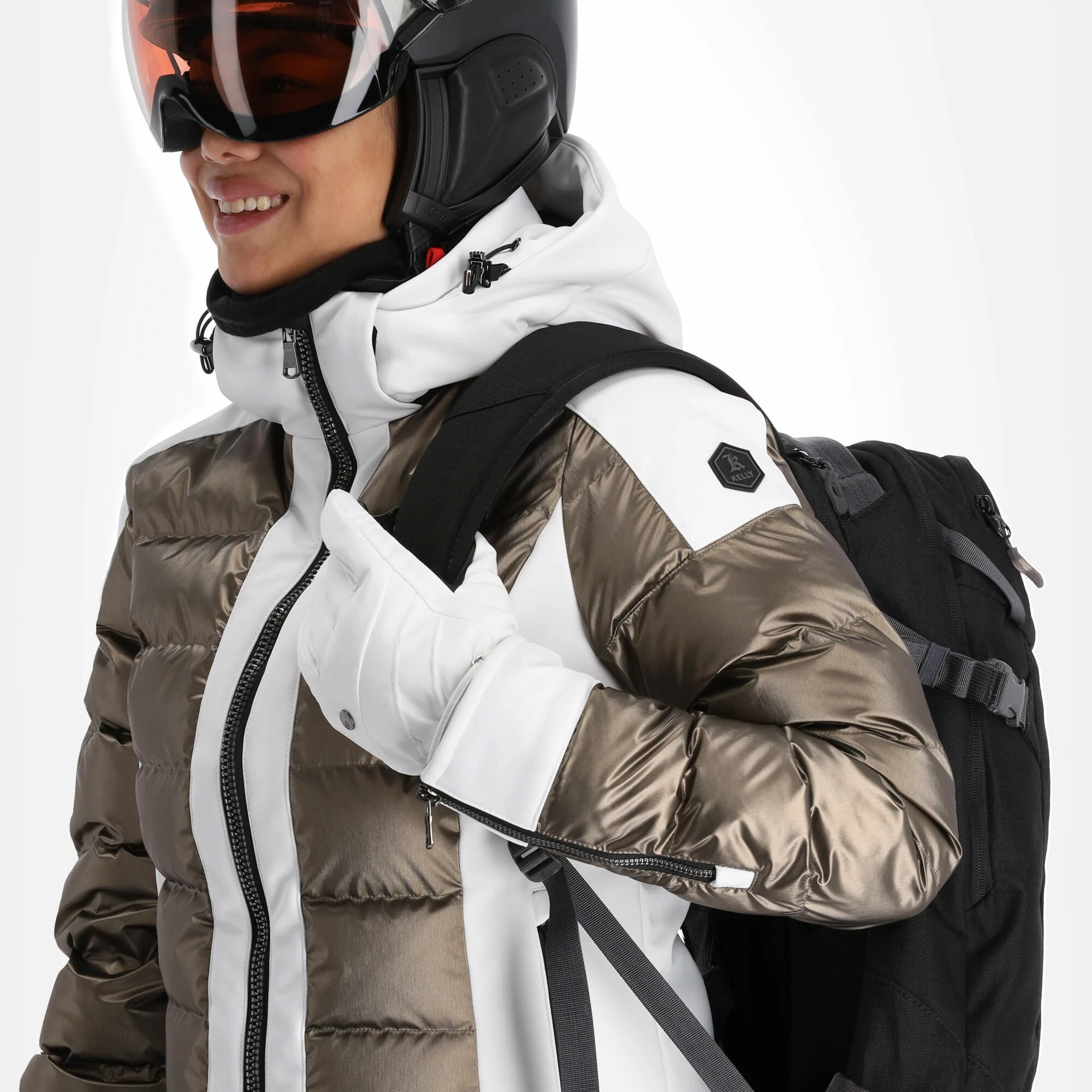 Kelly, Softshell Jacket Softshell Ski-jas Dames Goud, Wit 6 Kelly, Softshell Jacket Softshell Ski-jas Dames Goud, Wit - Afbeelding 4