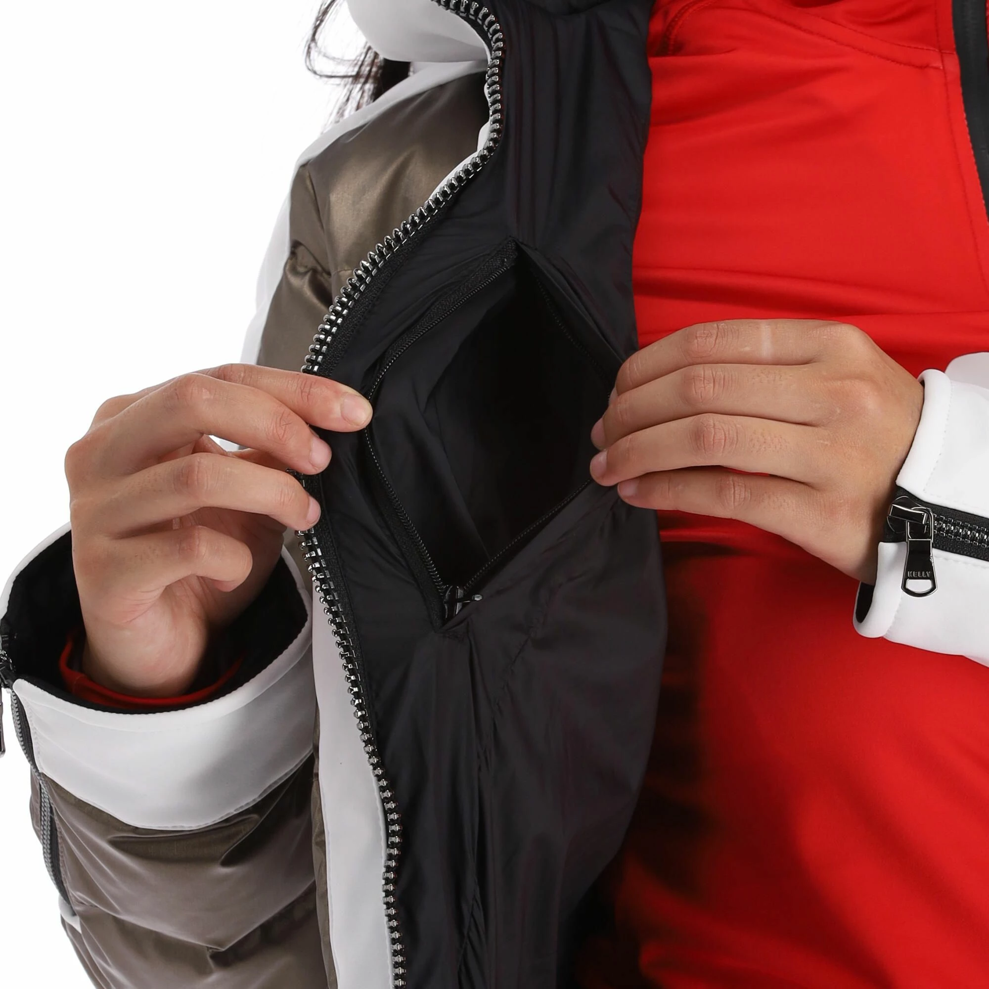 Kelly, Softshell Jacket Softshell Ski-jas Dames Goud, Wit 16 Kelly, Softshell Jacket Softshell Ski-jas Dames Goud, Wit - Afbeelding 14