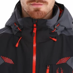 Spyder, Leader Ski-jas Heren Charcoal Grijs, Zwart 21 Spyder, Leader Ski-jas Heren Charcoal Grijs, Zwart -XUEFENG EXTREME OUTFIT spyder leader aa jas gevoerd heren charcoal grijs zwart 22spyde133v3 BI 07