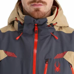 Spyder, Leader Ski-jas Heren Ebony Grijs -XUEFENG EXTREME OUTFIT spyder leader aa jas gevoerd heren ebony grijs 22spyde133v4 BI 07