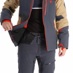 Spyder, Leader Ski-jas Heren Ebony Grijs -XUEFENG EXTREME OUTFIT spyder leader aa jas gevoerd heren ebony grijs 22spyde133v4 BI 09